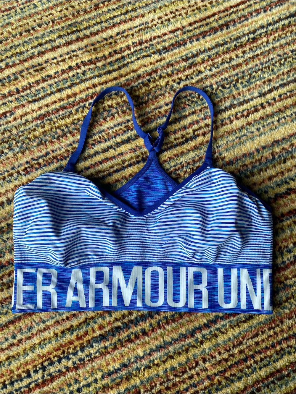 Under Armour Blue Striped Racerback Sports Bra